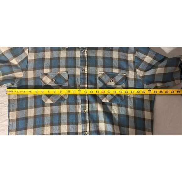 Vintage Northwest Territory Flannel Shirt Mens XLT Blue Gray Check Acrylic - Picture 9 of 9